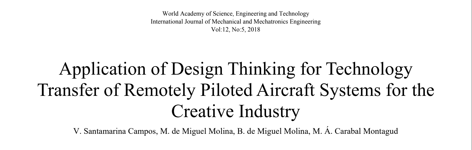 AiRT project in International Journal of Mechanical and Mechatronics Engineering